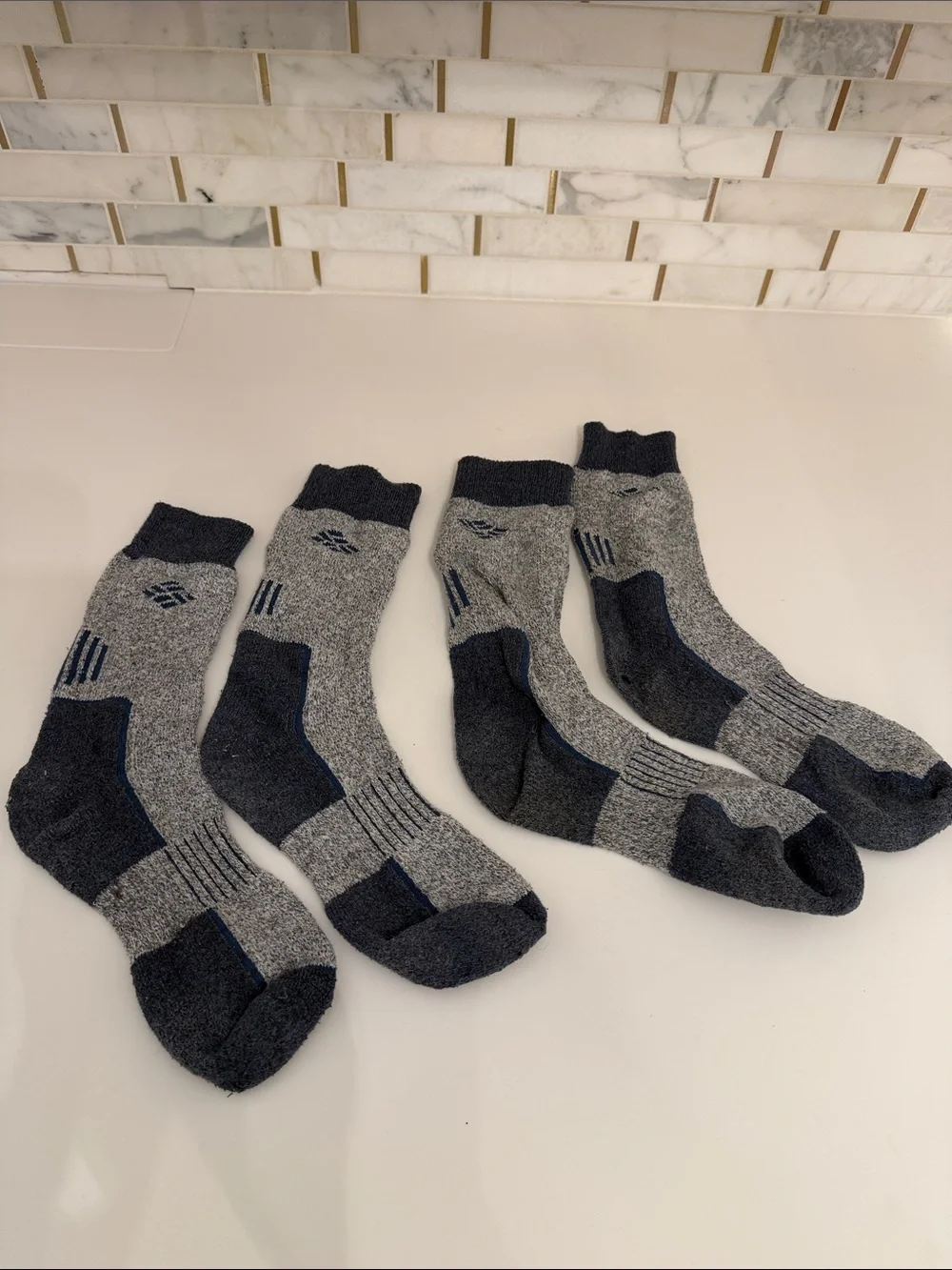 Columbia Men's Gray and Navy Athletic Crew Socks - 2 Pair